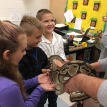 The Cincinnati Zoo program brought a snake to the elementary for kids to hold and touch.